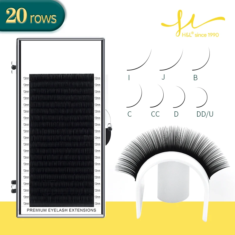 H&L SINCE 1990 20Rows Faux Individual Lashes Maquiagem cilios for Professionals Black Soft Eyelash Extension Thin Tape