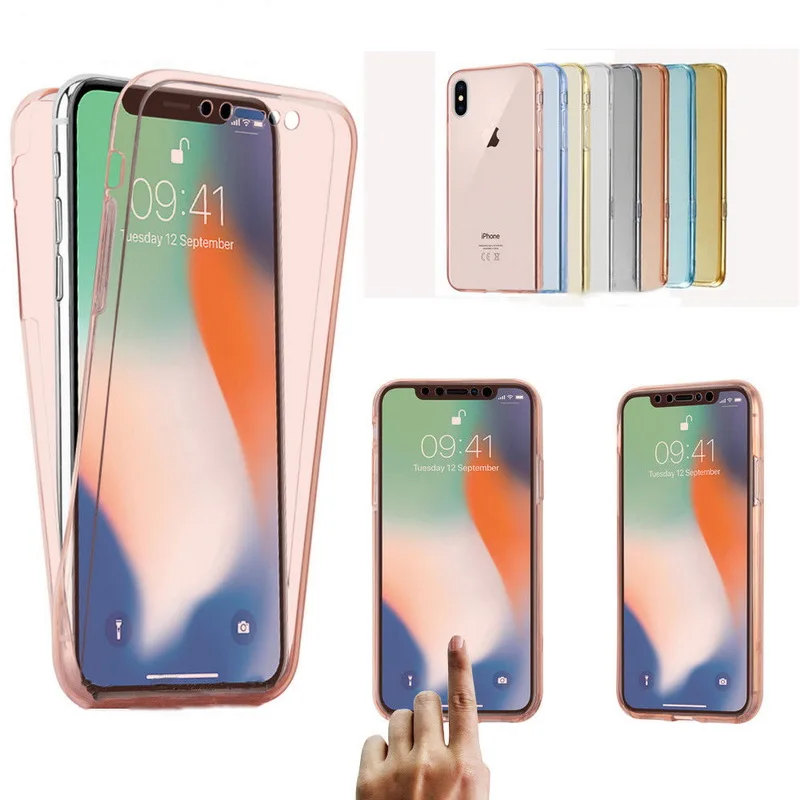 

360 Degree Clear Full Protection Soft Case Cover On For iPhone 11 X Xs Xs Max XR Front&Back Silicone Phone Capa 7 8 6s 6 Plus