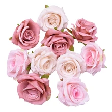 Rosa Artificial con cabeza de flor grande para decoración del hogar, rosa de seda falsa para boda, fiesta de cumpleaños, 5/10 Uds.