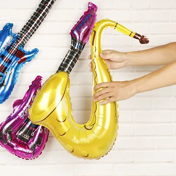 

20pc Cartoon Guitar Saxophone Foil Balloons Music Theme Carnival Party Supplies Inflatable Air Ballons Kids Toys Birthday Ballon