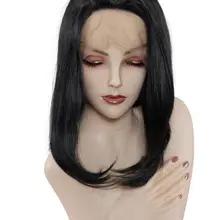 Парик из натуральных волос парики для женщин синтетический кружевной передний парик черные волосы термостойкие волокна фронтальной парик