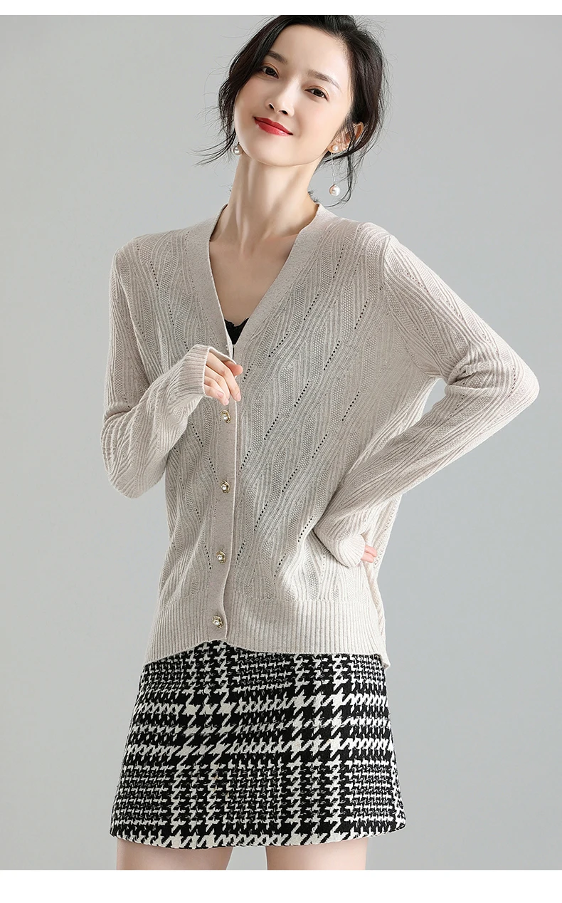 XJXKS Осенняя Женская мода шерсть монотонный Кардиган Slim Fit однобортный длинный рукав женский вязаный свитер