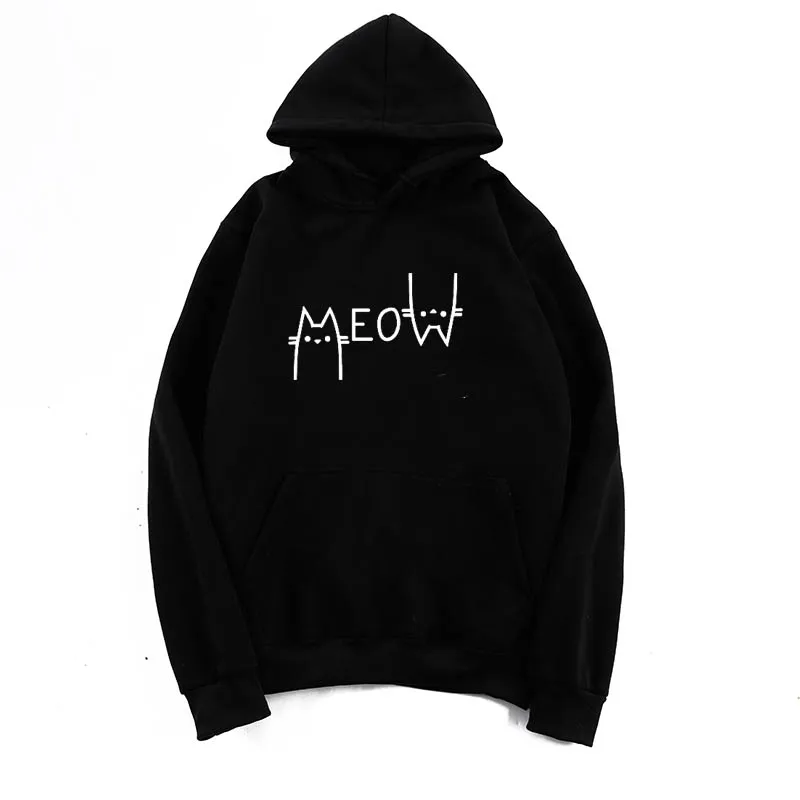 Meow/женские толстовки с графическим принтом Модный пуловер Kawaii уличная одежда для