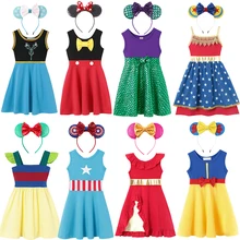 Праздничное платье принцессы с героями мультфильмов костюмы для девочек Elena Рапунцель Золушка Эльза Белоснежка Белль Эльза Анна Ариэль Минни Маус платья