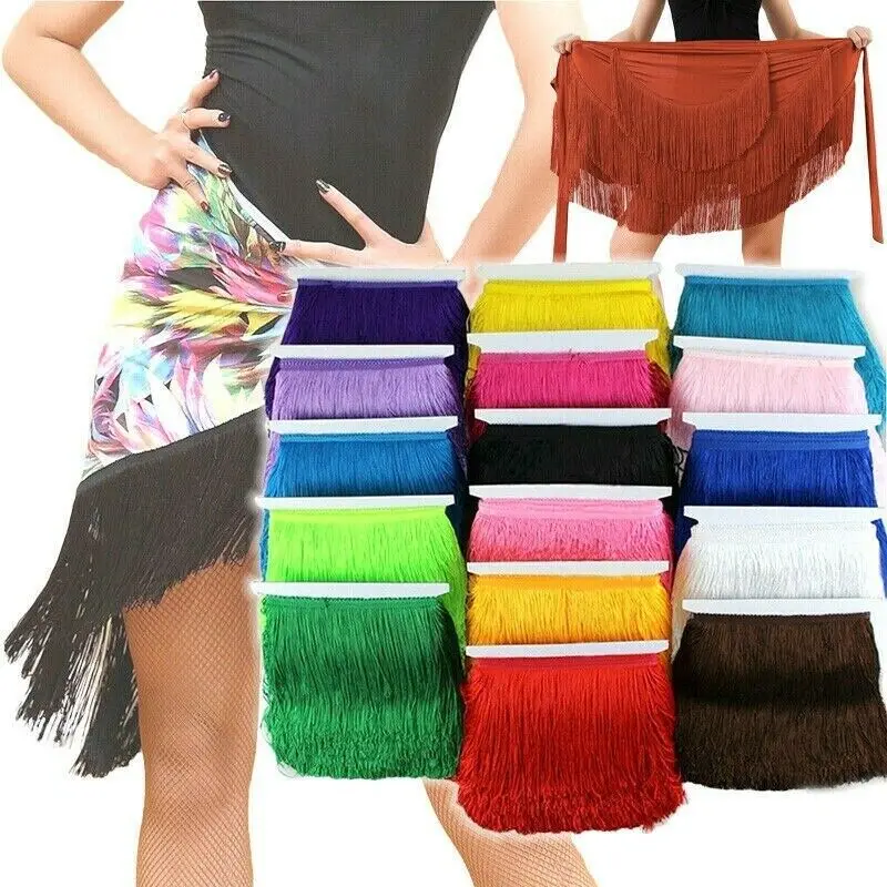10 Yards 20CM Width Chainette Polyester Tassel Fringe Lace Trim Curtain Lamp DIY Dress Sewing Craft Handmade Materials