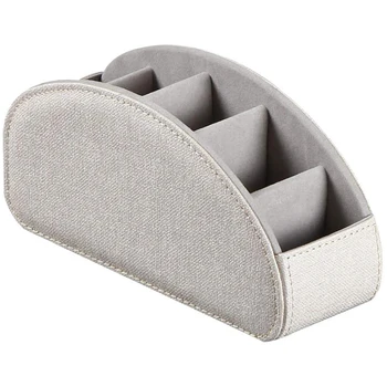 

Remote Control Holder with 5 Compartments - PU Leather Remote Caddy Desktop Organizer Store TV,DVD,Blu-Ray,Media Player