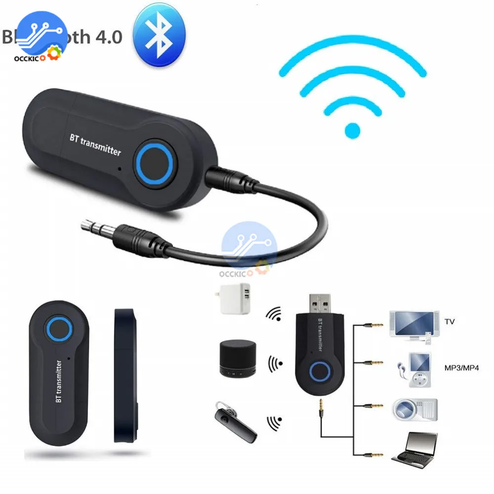 Wireless Bluetooth Transmitter A2DP Audio RCA to 3.5mm AUX USB Bluetooth Adapter For TV Phone PC Stereo Audio