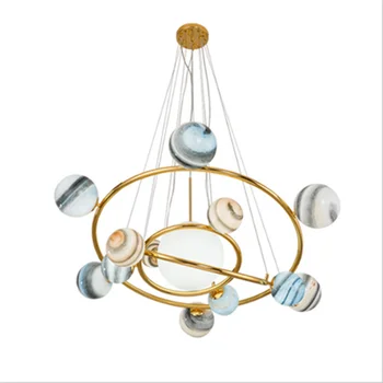 

Post Modern Lighting Creative Personalized Dining Room Bedroom Children's Glass Planet Wandering Earth Nordic Chandelier