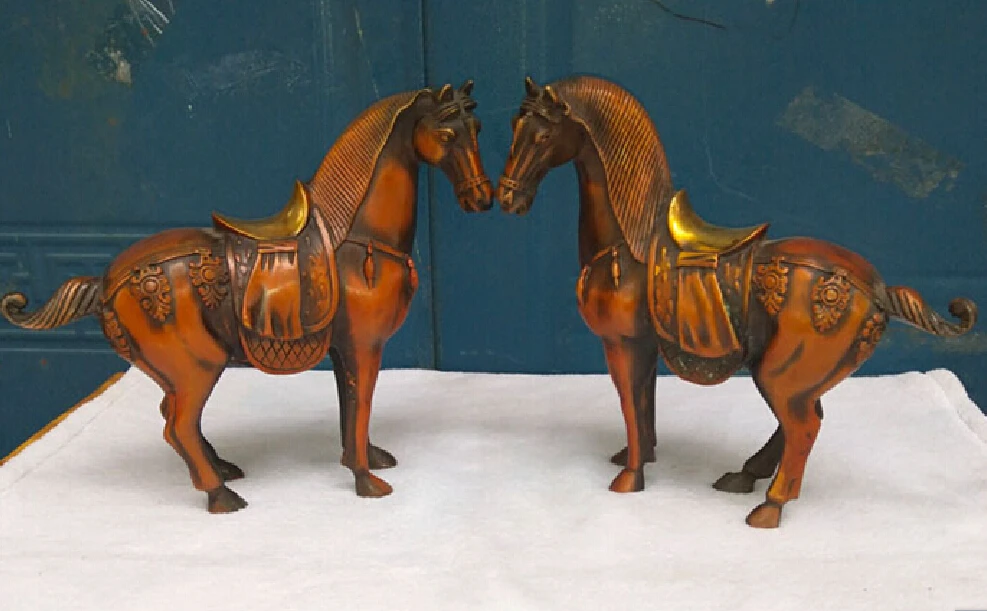 

2 шт. пара орнаментов из бронзы архаизовая бронзовая лошадь зодиака успешно скульптурная коллекция аксессуаров для дома