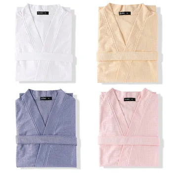 

Women Soft Robe Waffle Kimono Gown Sleepwear Autumn New Bathrobe Gown Female Casual Nighwear Couple Home Wear Oversize 3XL