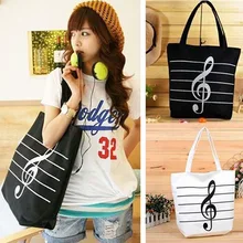 Школьная Холщовая Сумка для девочек, женская сумка на одно плечо, музыкальная Нотная печать, Эко сумка для покупок, портативные сумки, 2 цвета#5