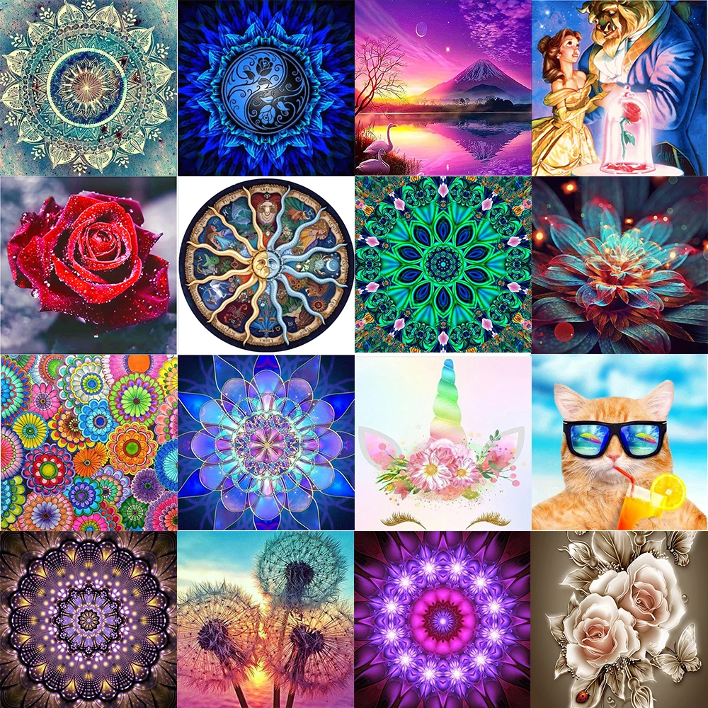 

20X20CM Beautiful Mandala Handicraft 5D Diamond Painting Embroidery Flower Full Drill Home Decorations Gift Mosaic Cross Stitch