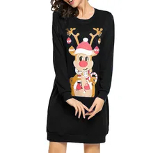Женское рождественское платье с рисунком обезьяны и длинным рукавом, женское мини-платье, повседневное обтягивающее мини-платье noel femme#50