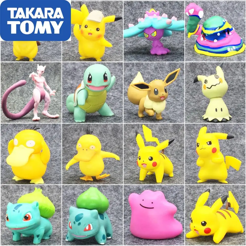 Takara Tomy Pokemon Detective pikachu Psyduck Mewtwo Bulbasaur Squirtle Eevee anime action& toy figures model