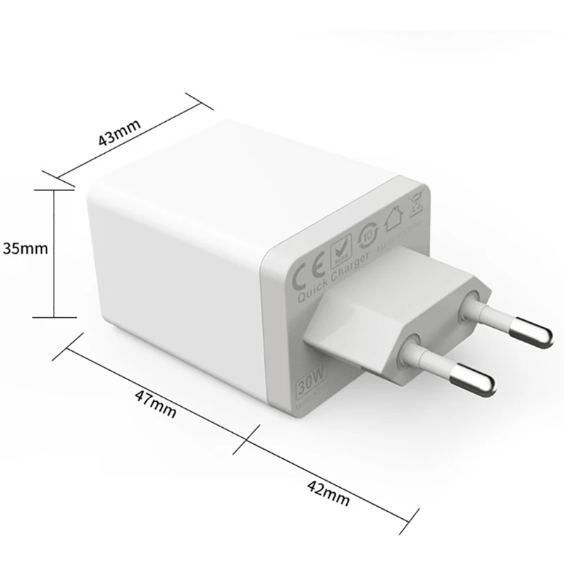 EU/US PD + QC3.0 адаптер USB Type C 30 Вт Быстрое зарядное устройство мобильный телефон