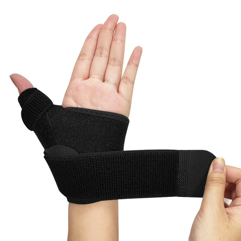 Мягкая защита от растяжений облегчение боли палец, запястье стабилизатор иммобилайзер спорт на запястье поддержка большого пальца - Цвет: Черный