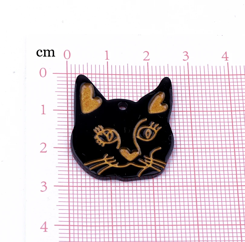 5pcs New Gothic Cat Head Acrylic Charms Earring Findings France Cat Eardrop Bracelet Necklace Pendant Diy Accessory Jewelry Make