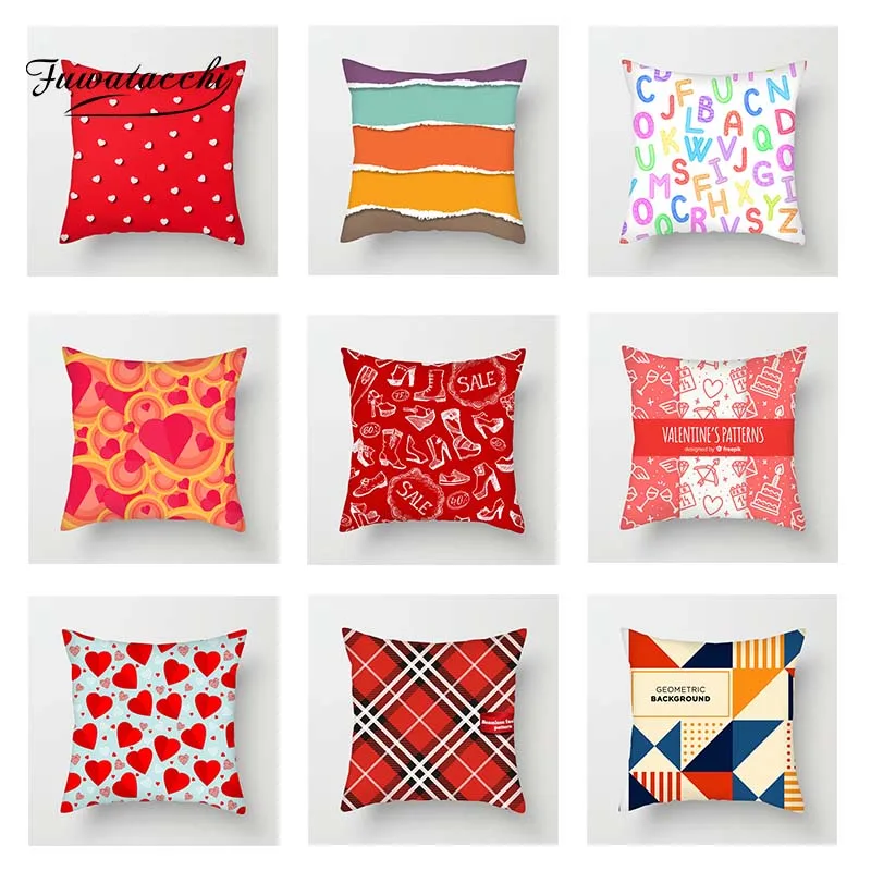 

Fuwatacchi Colorful Geometric Throw Pillow Wave Diamond Square Cushion Cover for Home Bed Sofa Decor Decorative Pillowcase 2019