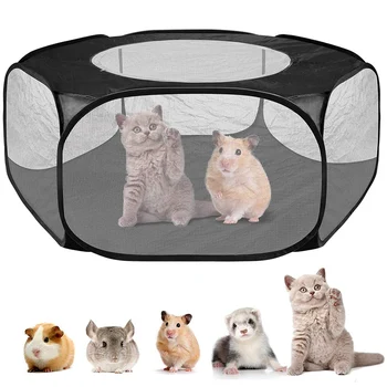 

Small Animals Cage Tent with Top Cover Breathable Foldable Playpen Exercise Fence for Outdoor/Indoor LBShipping