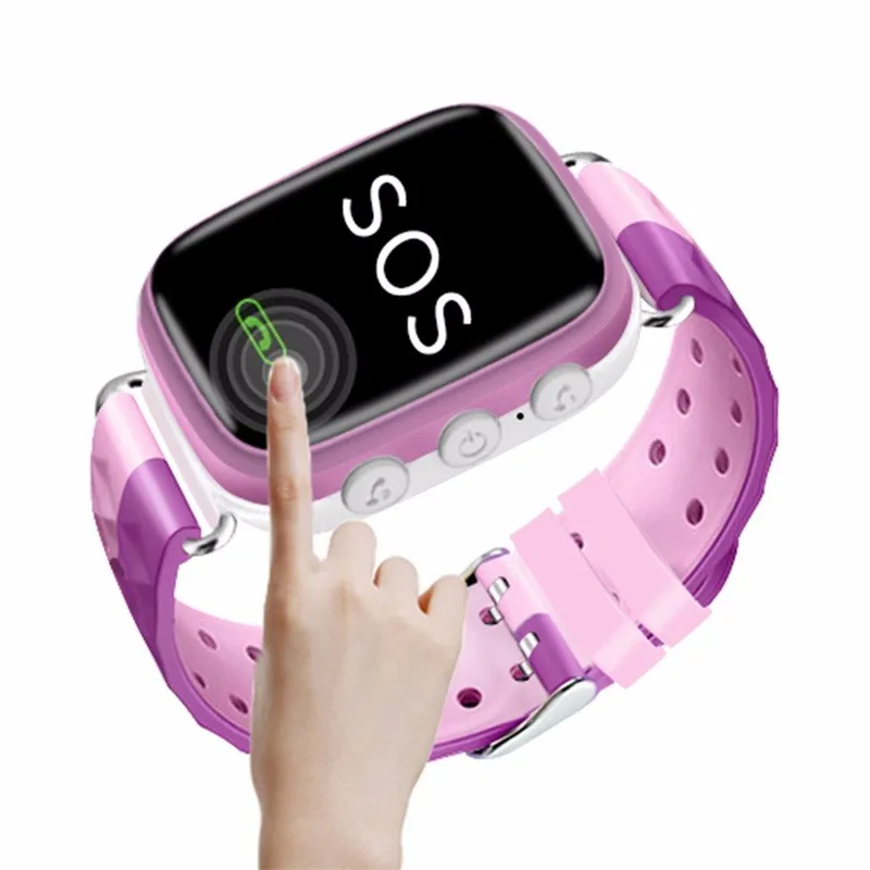 Детские Смарт-часы водонепроницаемые детские LBS SOS позиционирование 2G sim-карта анти-потеря Смарт-часы детский трекер умные часы вызов часы - Цвет: Розовый