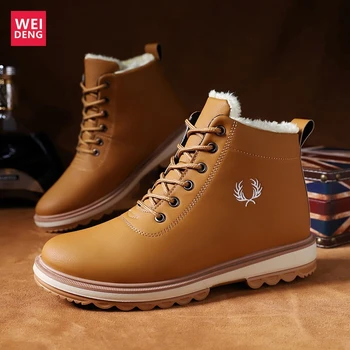 

Weideng Winter Keep Warm Ankle Martin Boots Men Outdoor Snow With Fur Plush Male Shoes Lace Up High Top Non Slip Soft Light