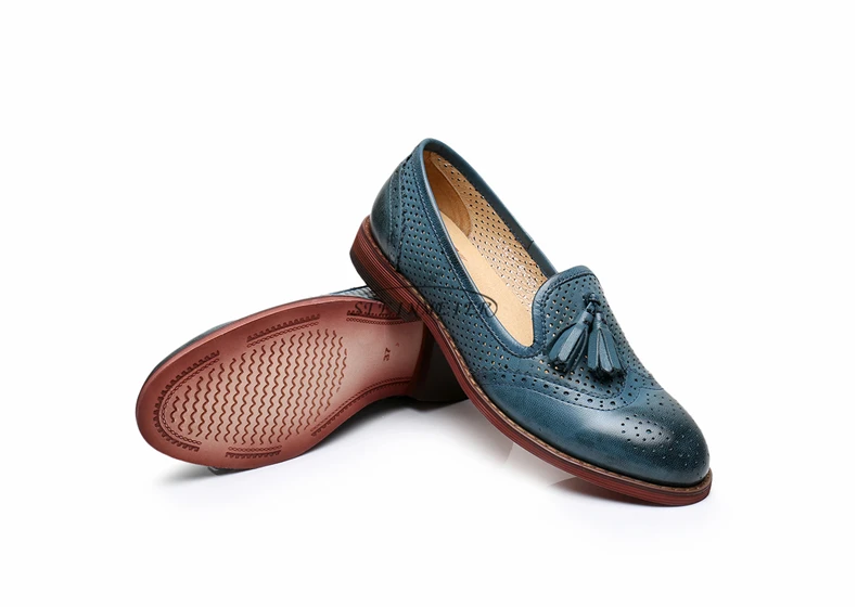 Yinzo/женские туфли-оксфорды из натуральной кожи на плоской подошве; женские кроссовки; женские броги в винтажном стиле; повседневная обувь для женщин; коллекция года; цвет розовый, синий