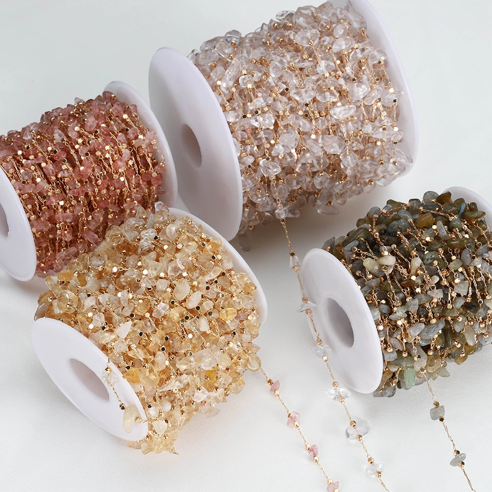 1meter Irregular Stone Chain Transparent Crystal Necklace Chains Glass Beads Bracelet Components For DIY Jewelry Making | Украшения и