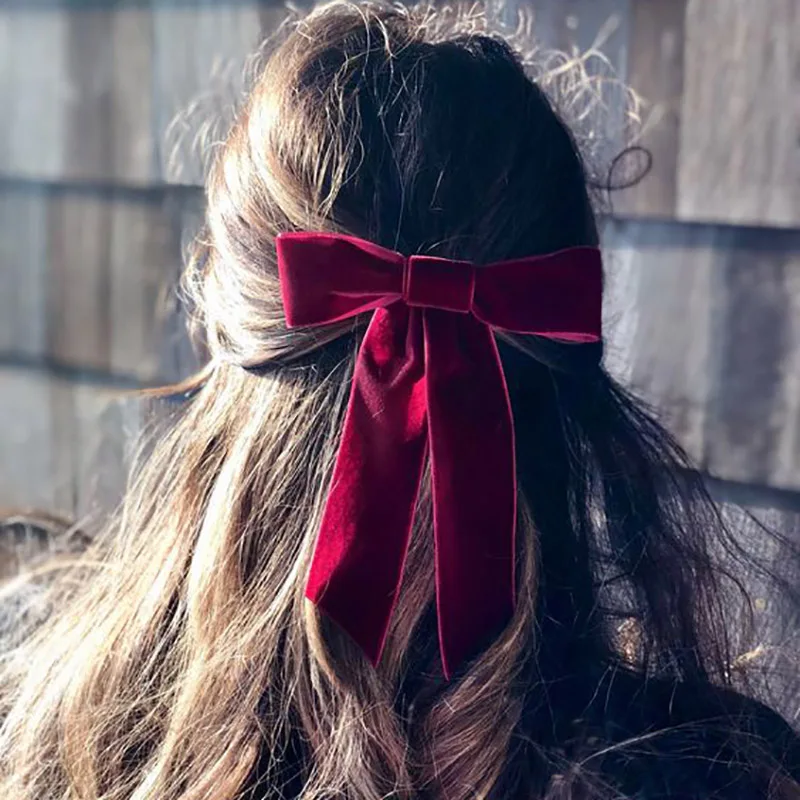 Fashion Hairgrips Big Large Bow Hairpin Women Girls Hair Clips Trendy Hairpin Casual Hair Clip Cute Ribbon Bow Velvet Headwear