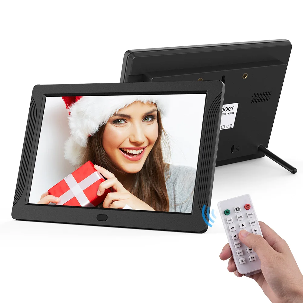USB Port and SD Card Slot and Remote Control 12-inch Widescreen Digital Photo Frame Black with 1280800 IPS Display