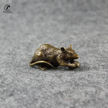

Antique Bronze Home Office Desk Decoration Rat Statue Vintage Copper Animal Mouse Figurine Ornaments kids Educational adult toys