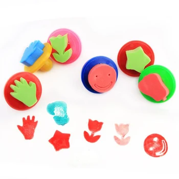 

2019 6Pcs/Set Best Sale DIY Flower Graffiti Drawing Sponge Funny Toy Paint Brushes Art Supplies Tools for Kids Party Decoration