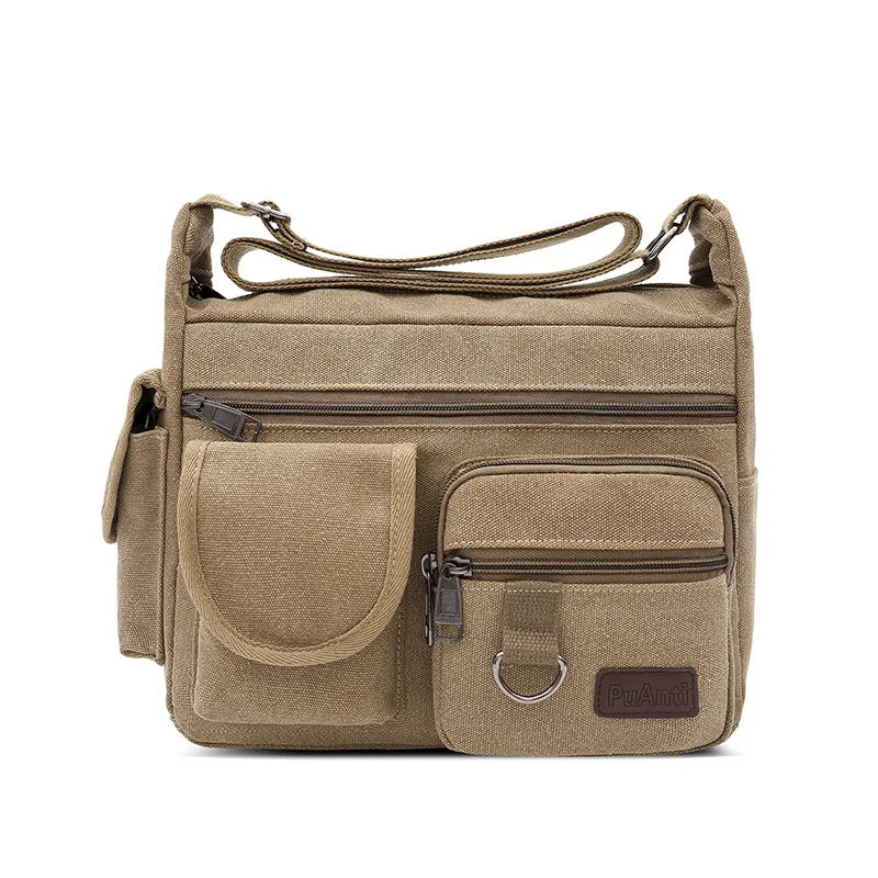 

New Style Canvas MEN'S Single-shoulder Bag Large Capacity Multilayer Shoulder Bag Travel Single-shoulder Bag Casual Men's Bag