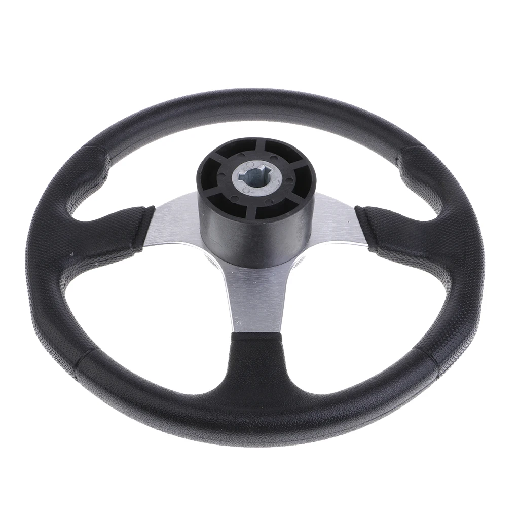 13.4 Inch Aluminum Alloy Marine Boat Steering Wheel 3-Spoke 3/4'' Shaft with Cap