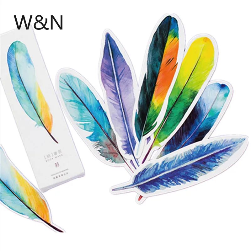 30 шт./лот Милая Закладка в виде цветных перьев бумажные книжные маркеры на