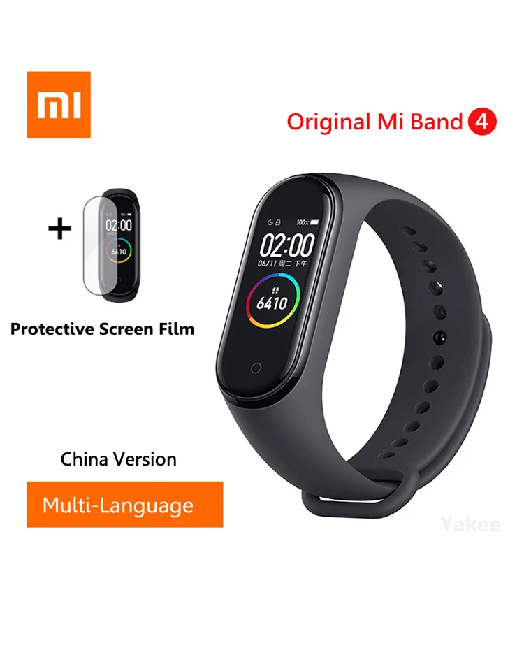 China Version 2 шт., Xiaomi mi, 4 смарт-браслета, цветной экран, пульсометр, фитнес, 135 мА/ч, Bluetooth, 5,0, 50 м, для плавания, mi ng, водонепроницаемый - Цвет: China Version