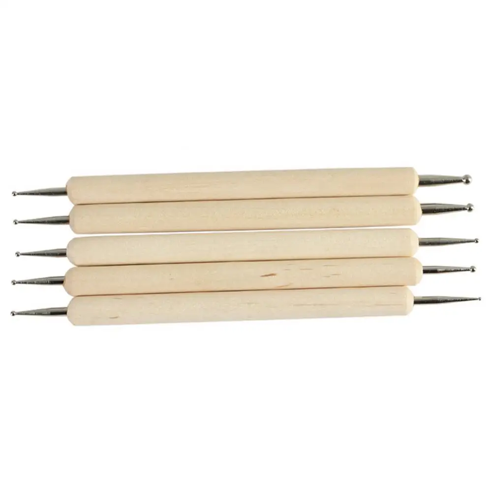 5Pcs/Set Wholesale Nail Art Dotting Pen Set Pro 2-Way Wooden Painting DIY Manicure Salon Decoration Dotting Tools 2