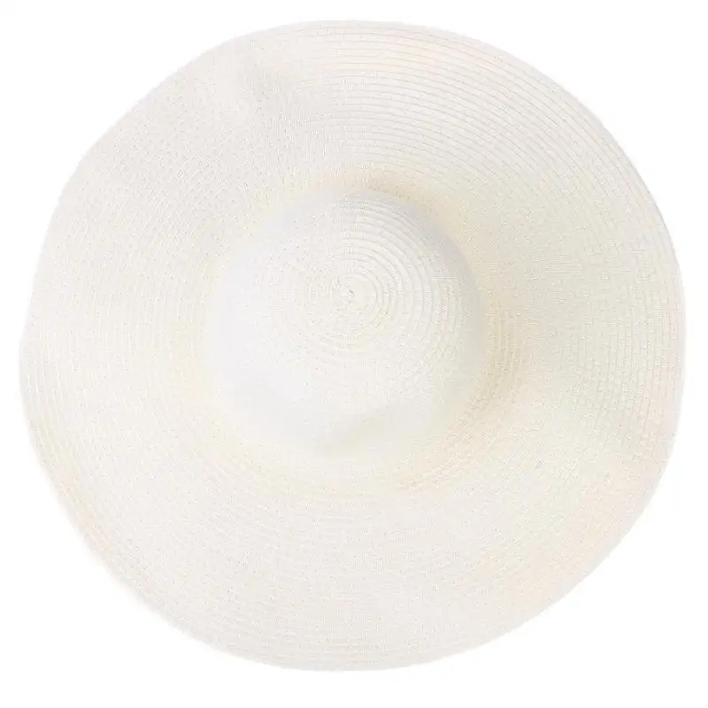 Women Straw Knitted Hat Summer Sun Protection Wide Brim Bucket Cap Women Girl Beach Foldable Visor Panama Hat Dropshipping - Цвет: Coffee