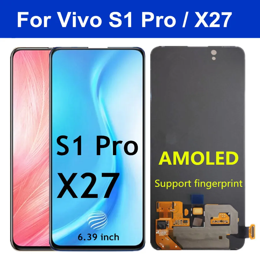 Дисплей Amoled x27 6 39 дюйма для Vivo S1 Pro ЖК-дисплей сенсорный экран LCD V1829 V1838 сменный с