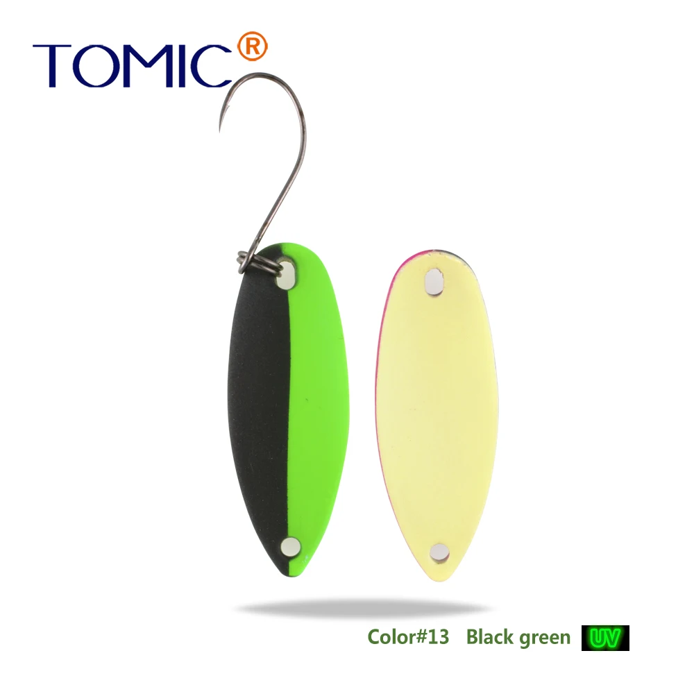 Black Green Tomic 2 г 3,5 г 5,5 г латунные рыболовные лезвия 1 шт. набор сверхлегкий УФ цвет металлическая приманка микро литье форель бас ложка - Цвет: Black Green