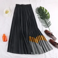 Женская элегантная замшевая плиссированная юбка миди, Женская Высококачественная эластичная высокая талия, плотные теплые юбки, Saias, Осень-зима