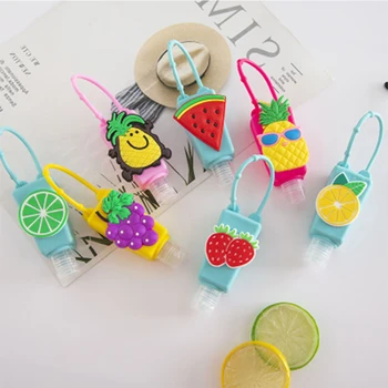 

5pcs Funny Fruit Silicone Mini Hand Sanitizer Holder Travel Portable Safe Gel Holder Hangable Liquid Soap Dispenser Containers