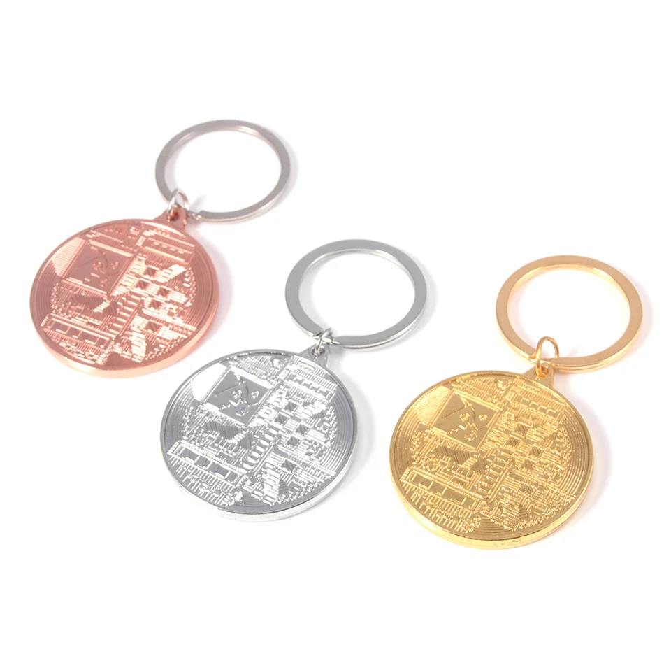 ホットビットコインコインキーホルダー高品質音楽バンドバッジ金属キーリング男性女性記念コレクターギフト 3 色