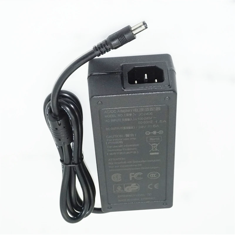 100-240Vac вход переменного тока, 24VDC выход, 5A 6A ленты Драйвер, 5,5*2,5 AU UK US EU plug экрана монитора дистанционного управления 24 вольтовая Светодиодная лента адаптера питания