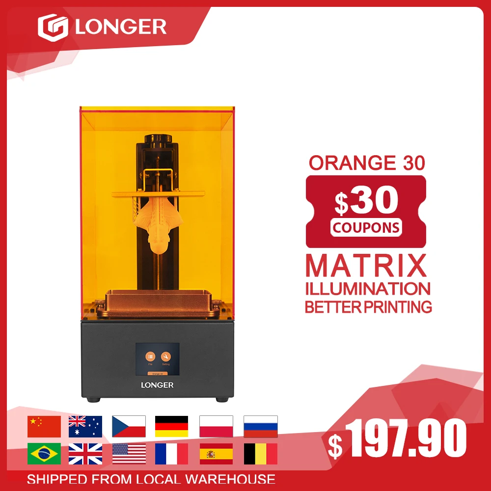 LONGER Orange 30 3D принтер высокой точности SLA с 2K ЖК экраном параллельный УФ