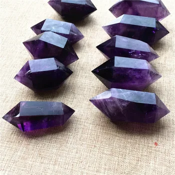 

Natural Uruguayan Amethyst double pointed column Amethyst hexagonal prism ornament degaussing Seven Star array raw stone