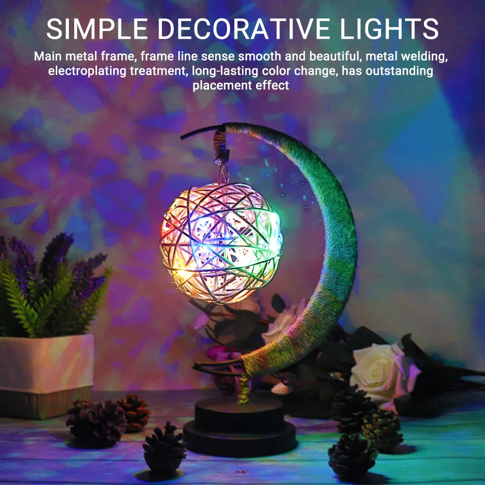  Handmade Crafts LED Night Light Moon Lamp Retro Decorative Desk Table Lamp Birthday Christmas Gifts