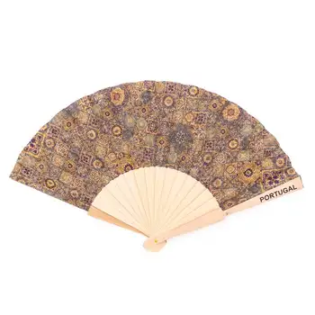 

Cork hand fan Traditional portuguese parrten folding fan L-024-F