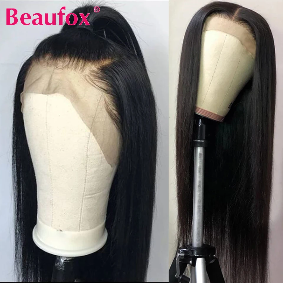 Beaufox 13x4 парики на шнурках для женщин бразильские прямые парики на кружеве человеческие волосы предварительно выщипанные волосы с волосами младенца Remy