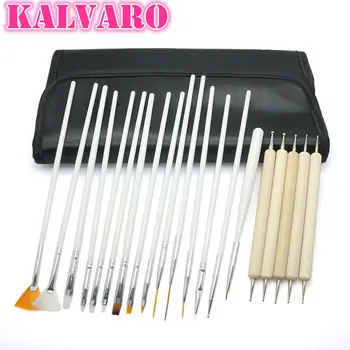 

Kalvaro 20 Pcs/Set Nail Art Decorations Brush Tools Professional Painting Pen For False Nail Tips UV Nail Gel Polish With Bag