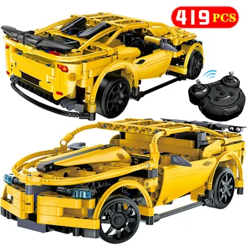 

419pcs RC Car Electric Remote Control Yellow Racing Car Model Building Blocks Technic Bricks Toys For Children boys